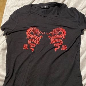Black dragon crop top